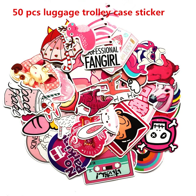 50 pcs/pack Cute Pink Girls Fun PVC Waterproof Sticker Toys For Moto Car & Suitcase Cool Fashion Laptop stickers for children 50 pcs/pack Cute Pink Girls Fun PVC Waterproof Sticker Toys For Moto Car & Suitcase Cool Fashion Laptop stickers for children
