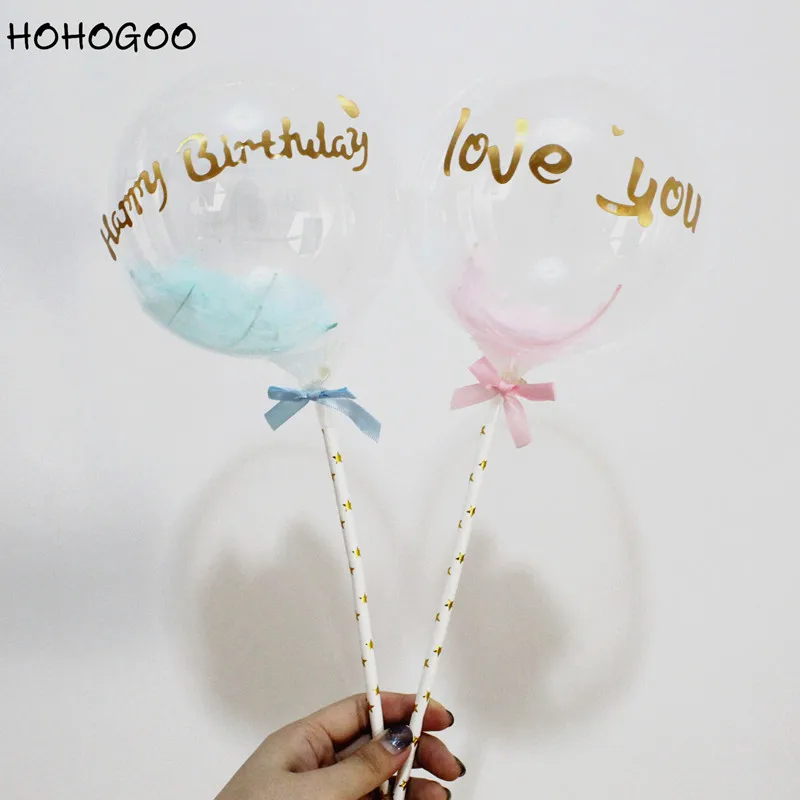 Hohogoo 1set 5inch Transparent Bobo Balloons Confetti Heart Latex