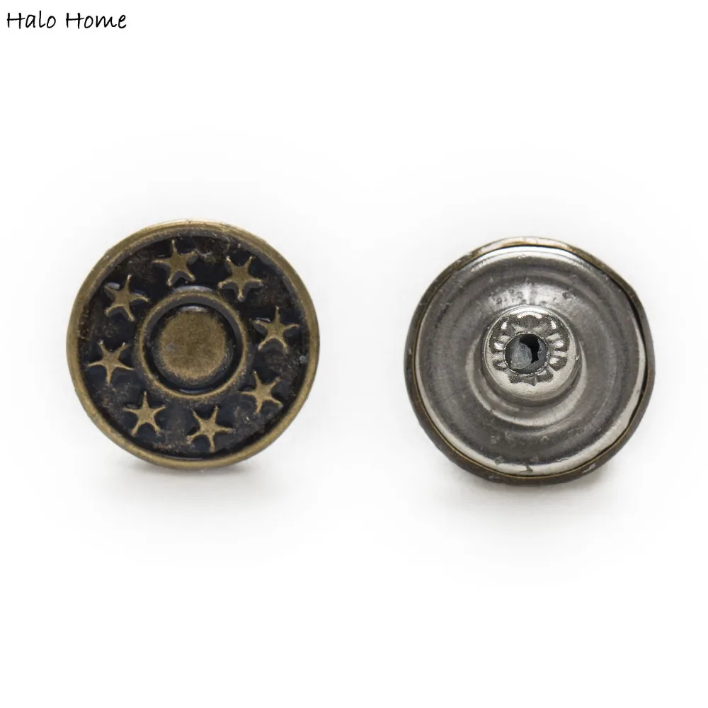 

10 Set Bronze Star Metal Jeans Buttons Repair Decor Replace Craft Scrapbook Handmade Sewing Accessories 17mm