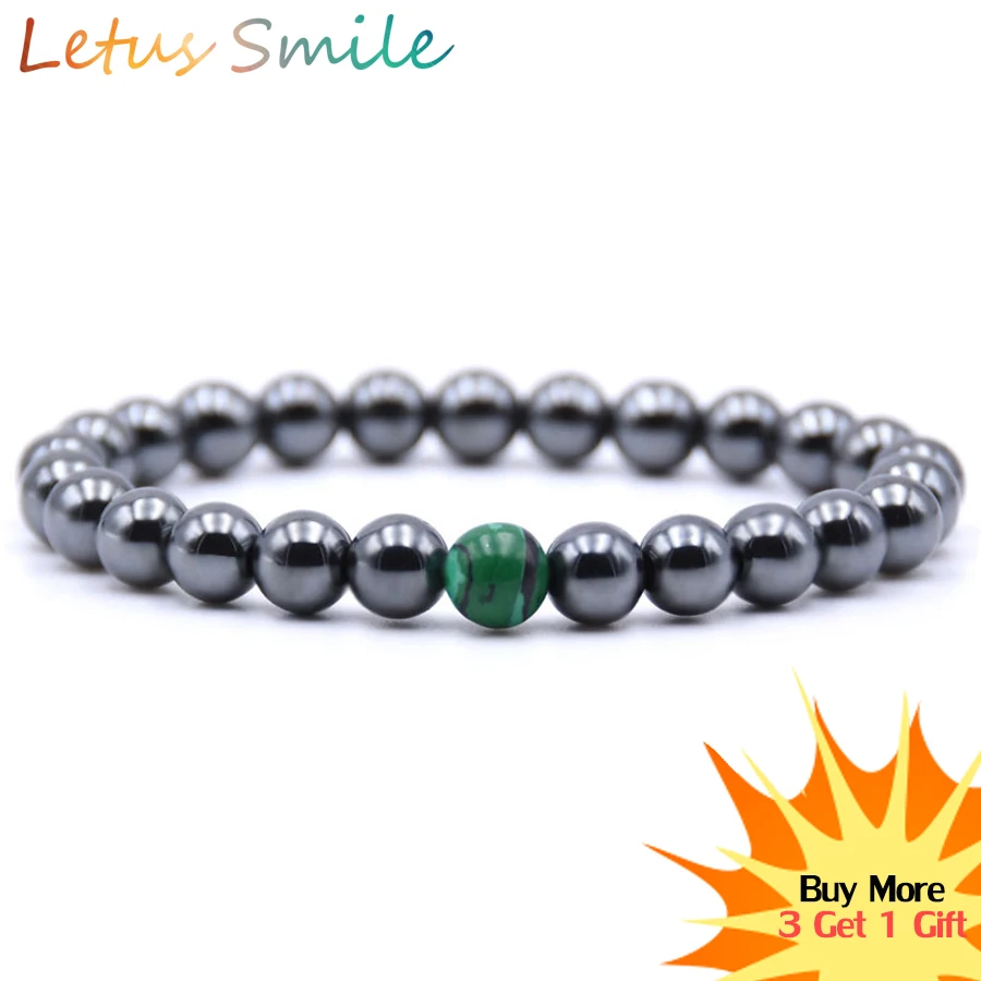 

Fashion Hematite Malachite Strand Bracelets for Women Nature Stone Beaded Bracelet Men Semi-precious Stones Jewelry Gift Braslet