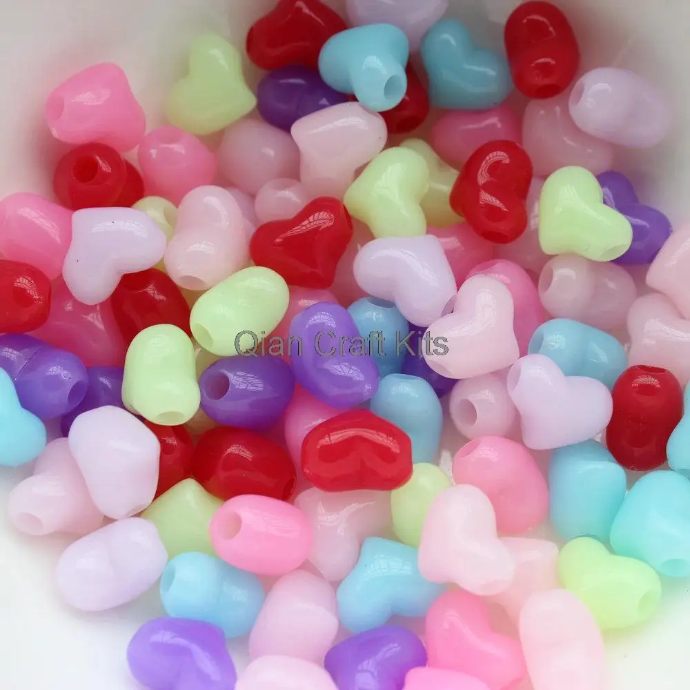 150 шт блестящее желе сердце из бисера сердечки для Kandi Rave браслеты волос