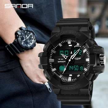 

2019 New SANDA Sports Men's Watches Top Brand Luxury Military Quartz Watch Men Waterproof S Shock Wristwatches relogio masculino