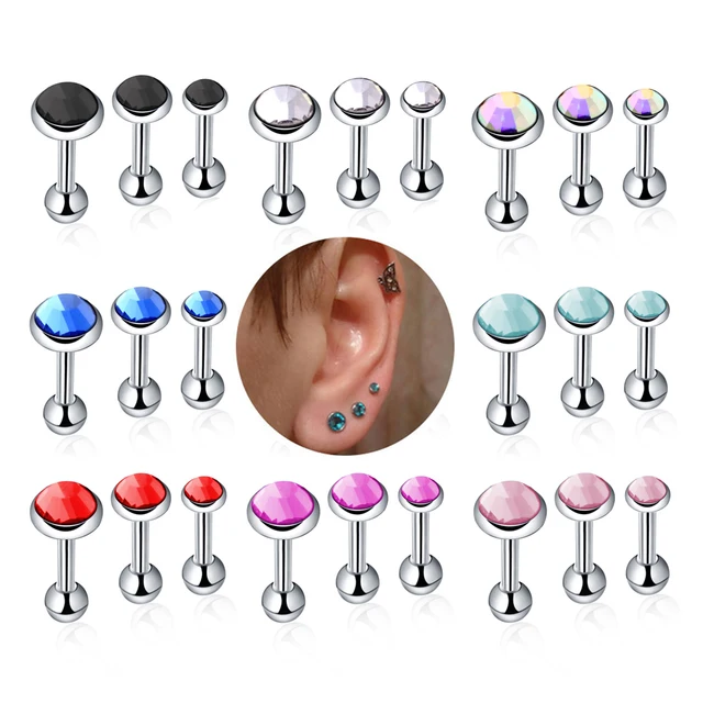 3Pcs Surgical Steel Ear Stud Earrings Women Men Piercing Tragus Earring
