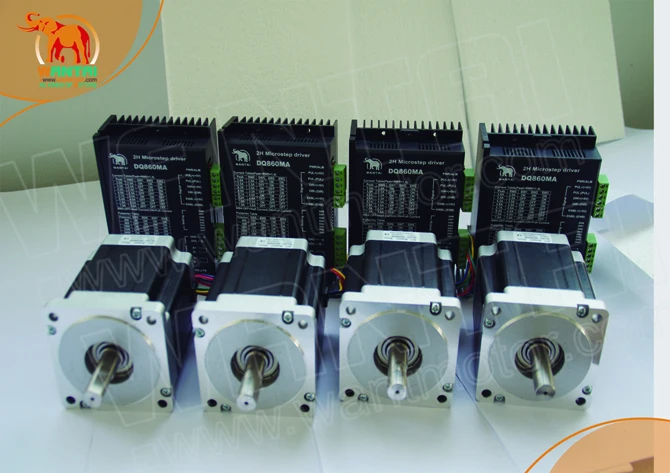 4 оси Nema34 шаговый двигатель 85BYGH450D-008 1090oz + Драйвер DQ860MA 80V 7.8A 256 микро CNC ROUNTER комплект