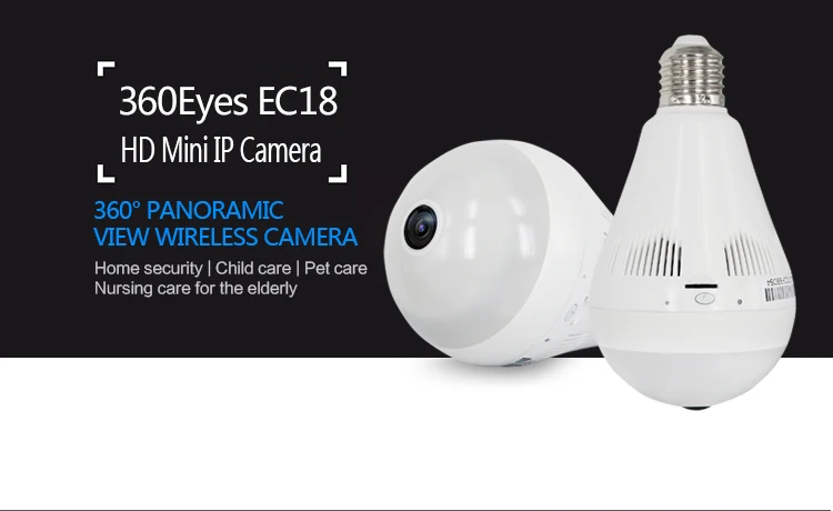 

360 Degree 1080P 2.0MP Full HD Wifi CCTV Camera Motion Detect Long Time Recording Bulb Light Two way voice intercom,sn:EC18D-I6