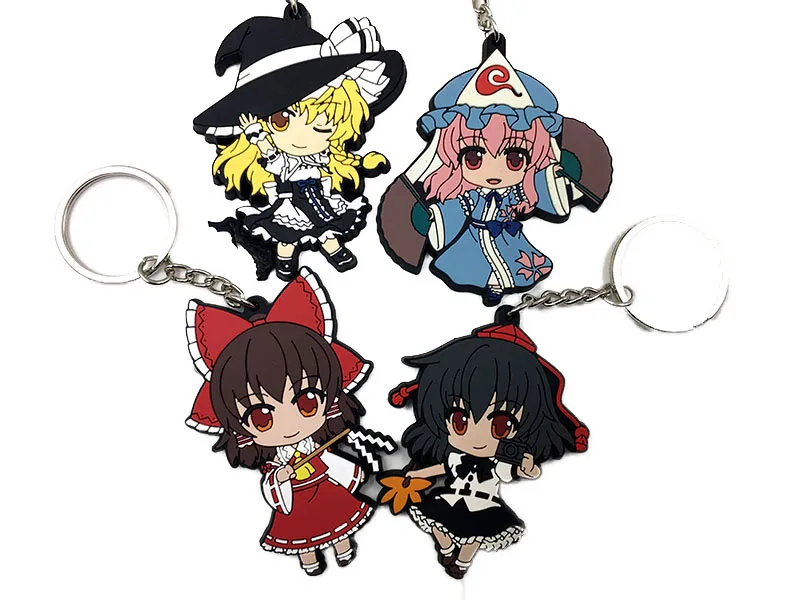 

2018 New arrival 4PCS/LOT Japanese anime figure Touhou Project rubber Silicone sweat smell mobile phone charms/keychain boy/girl