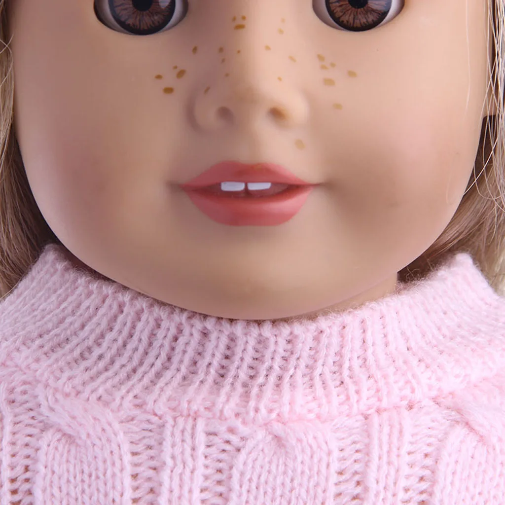  Fashion 3 pieces a set doll clothes Sweater Top Hat Pleated Jeans Skirt for Doll Girl 18'' Doll Clothes
