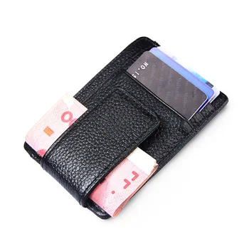 

High Quality Design Genuine Leather Money Clips Purse Multi ID Holder Photo Bit Men Wallets with Small Cash Pocket RFID Wallet