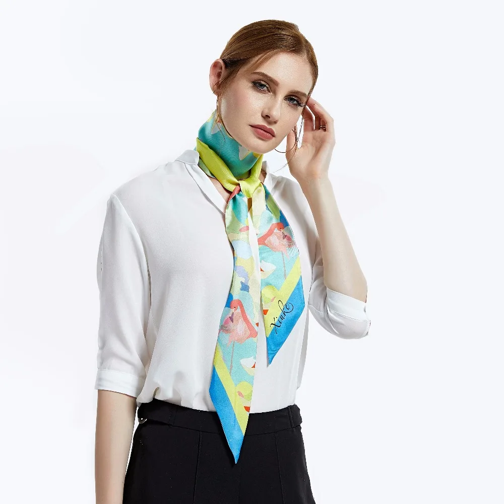 [Xiuke] шарфы для женщин 2019 Новинка весны модные женские туфли квадратный шелковый шарф, классический черный, белый цвет печати леди шелковая
