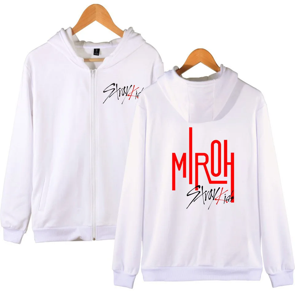 Kpop дети MIROH альбом с капюшоном толстовки на молнии для женщин топы корректирующие Свободные длинным рукавом Harajuku кофты карманом Polerones Mujer