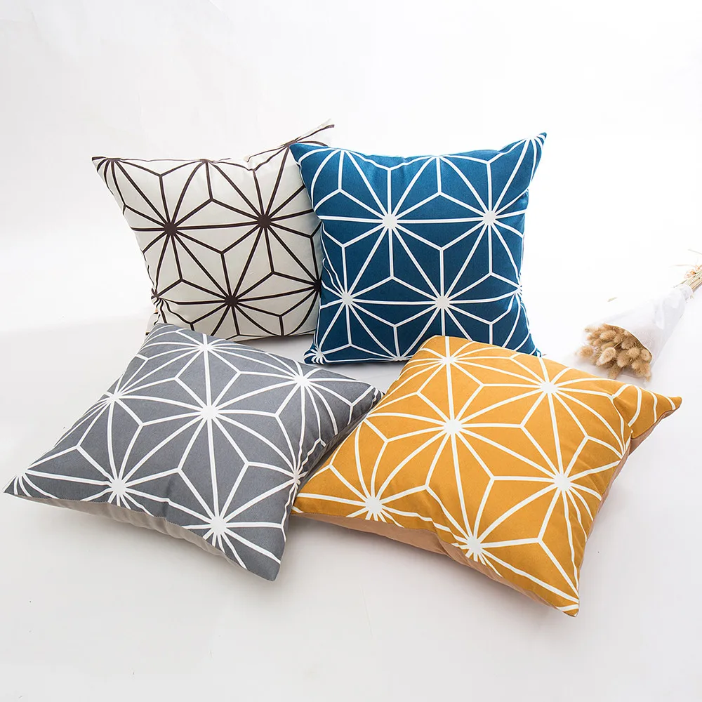 

Simple geometric Polyester Pillow Cover 43X43cm High Quality Comfortable Sofa Waist Throw Cushion Cover Bed Home Decoration