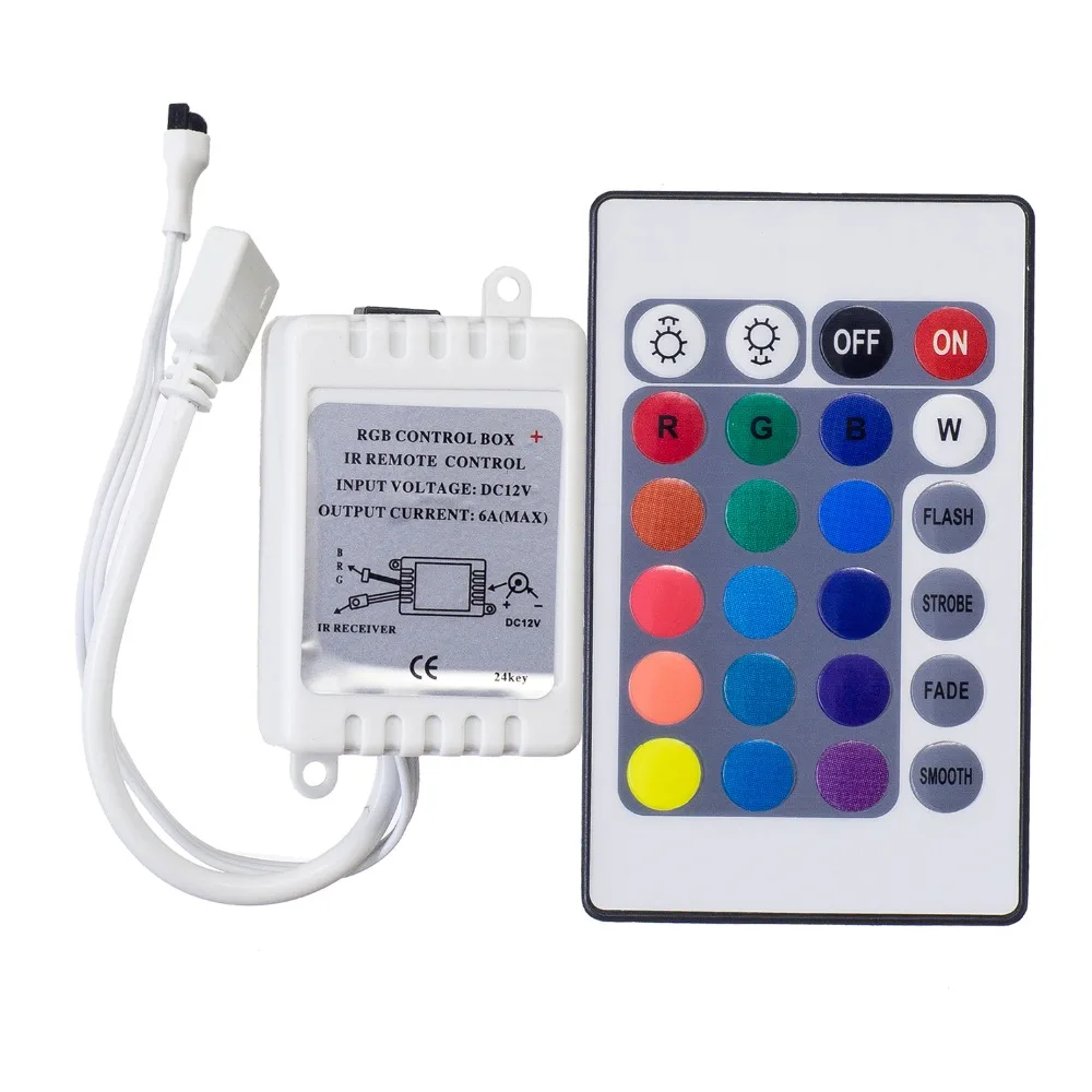

24Key LED RGB Controller DC12V 24 keys wireless IR Remote Controller 4pin female for SMD 2835 3528 5050 RGB LED Strip Tape Light