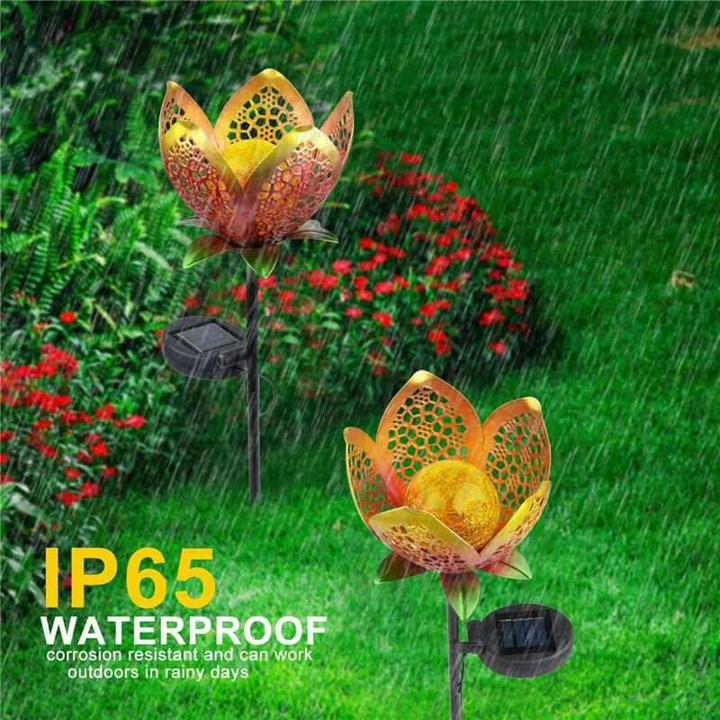 

2PCS LED Solar Garden Light Lamps Flower Lamp Lawn Landscape Decoration Waterproof IP65 Iron Craft Decoration Lamps