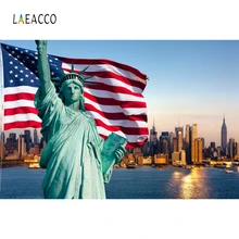 Laeacco Backdrop For Photographic Studio American Independence Day Statue Of Liberty Night City Background Photocall Printed liberty city console table walnut