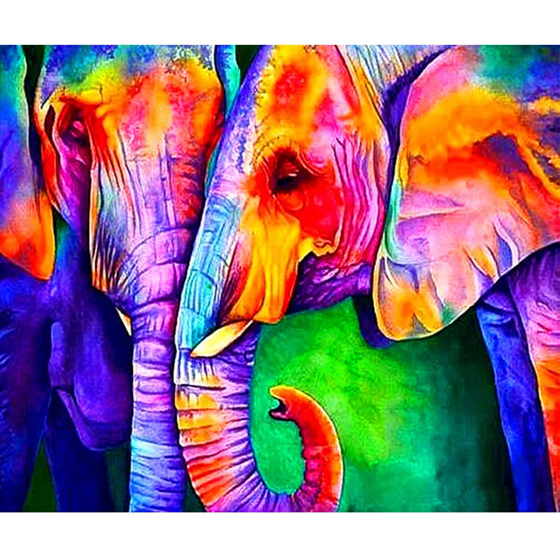 Colorful Elephant Diy Diamond Painting Pasted Embroidery Pattern Resin