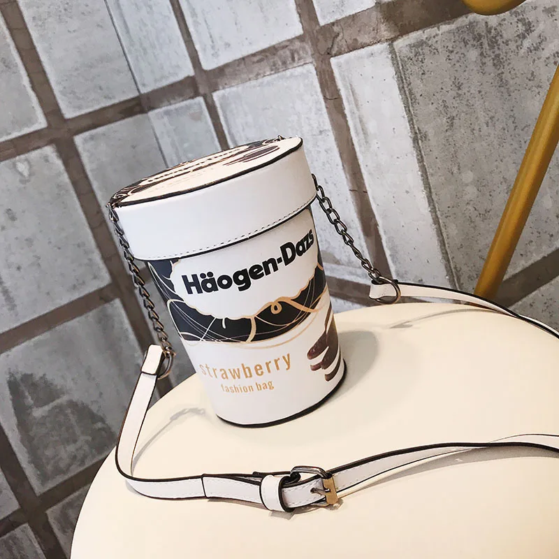 وهمية الآيس كريم كوب شكل البسيطة حقائب للنساء PU جلدية صغيرة سلسلة مخلب Crossbody فتاة الإبداعية الكتف حقيبة ساعي