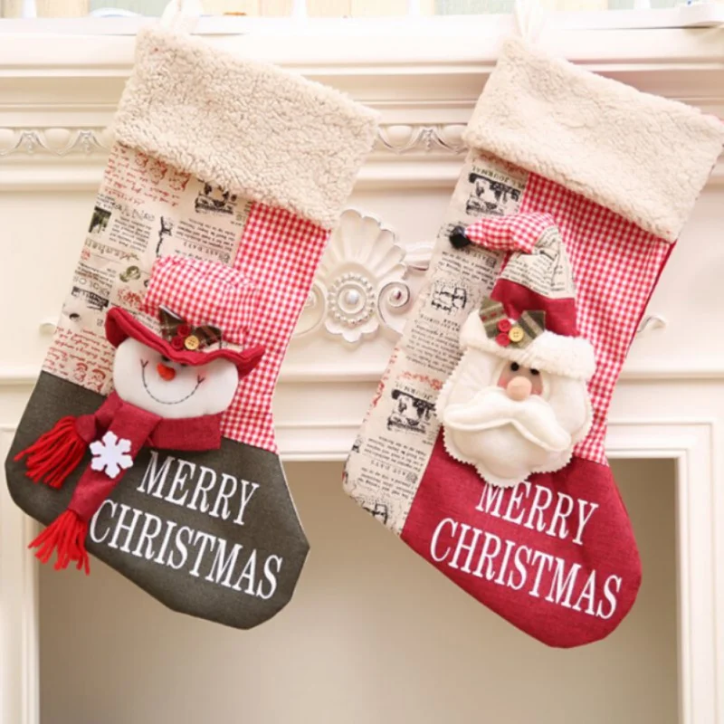 

2017 Fun Fashion Christmas Stocking Decoration Clothes Santa Socks Christmas Gift For New Year Candy Gift Bags For Kids