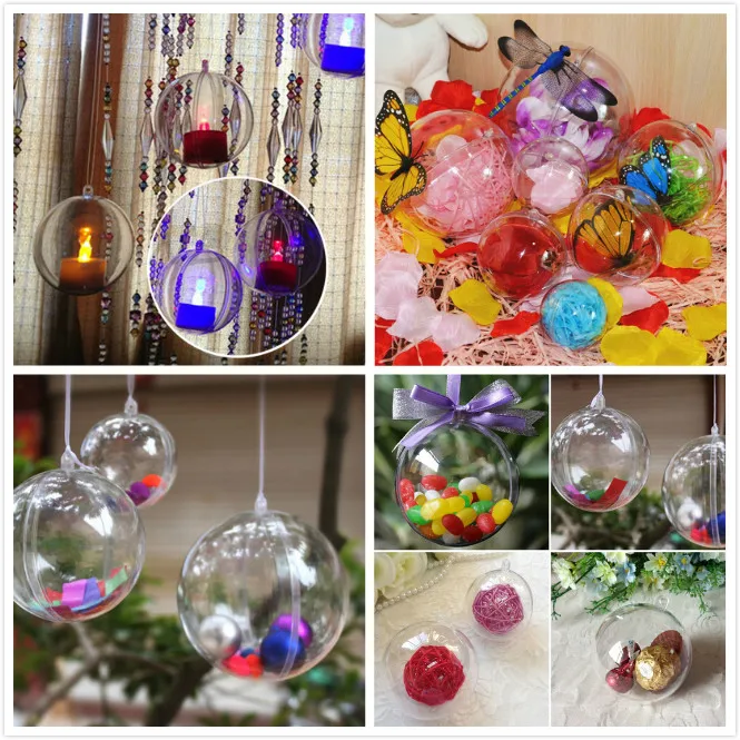 

5pcs 4/5/7/8cm Clear Plastic Sphere Candy Gift Christmas Transparent Balls New Year's Gift Packaging Requirements Navidad
