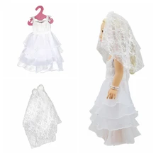 Doll Cloth White Lace Wedding Dress+Veil For 18 inch Generation American Doll Gift for Girls Doll Accessories Free Shipping elegant white wedding dress for american girl doll 18 inch ddoll clothes