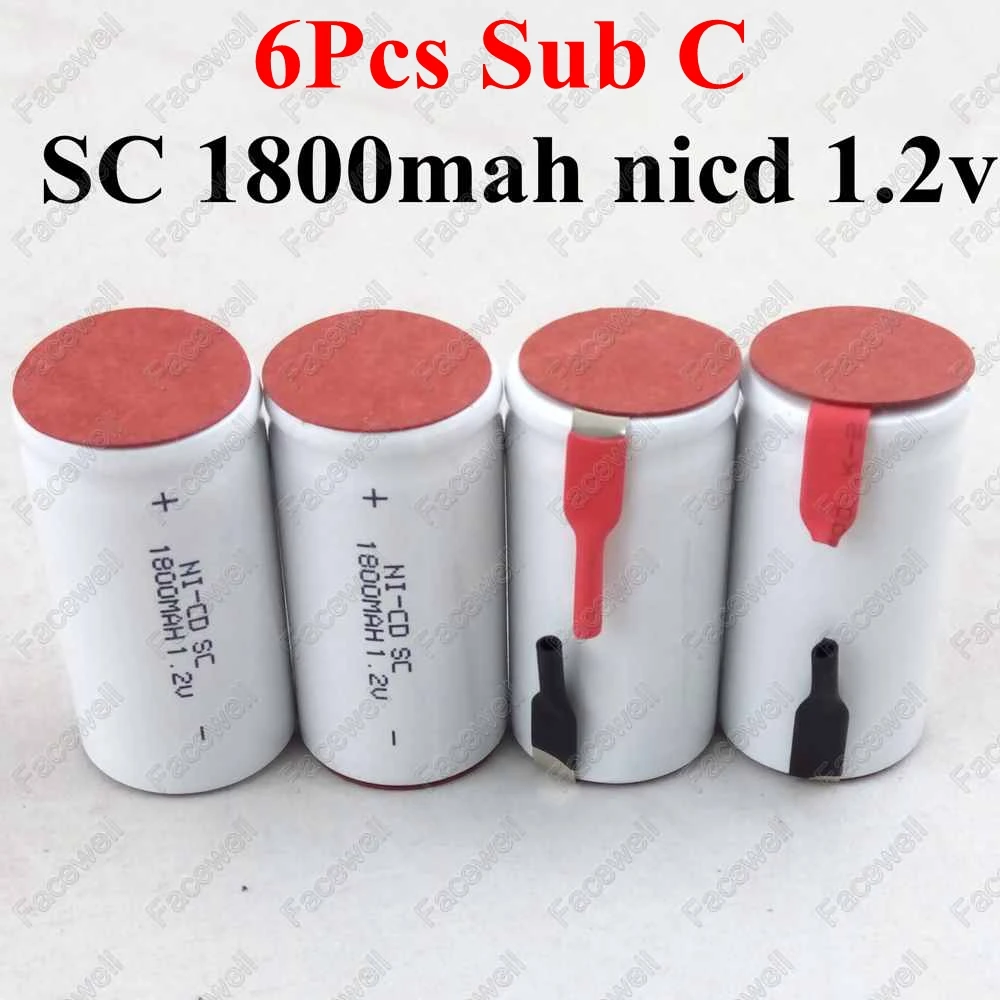 6 шт./лот subc SC 1.2 В батареи Bateria 1800 мАч 1 2 перезаряжаемый аккумулятор de la NiCd Sub C ni-cd