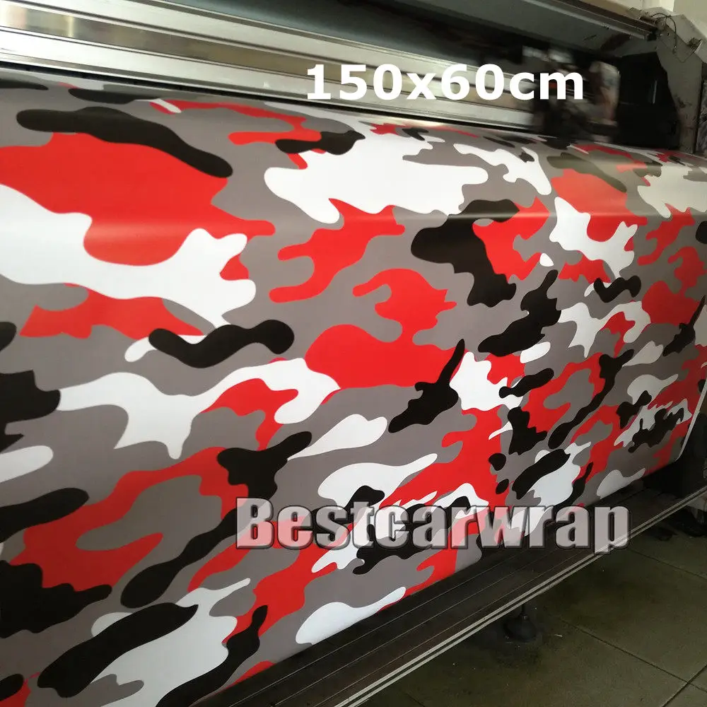

150x50cm Red white black Matt Arctic Camouflage Vinyl Car Wrap Film For Car & motorcycle Covering Film Vehicle graphics