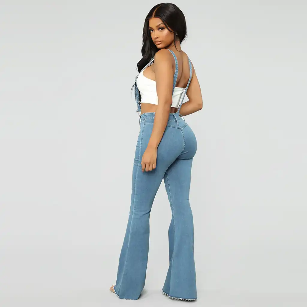 high waisted bell bottom overalls