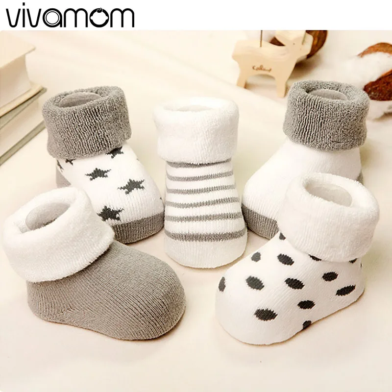 vivamom Brand 5 Pairs font b baby b font socks newborns Winter Cotton thickening Unisex Short