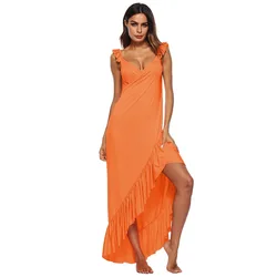 Jsmy Mujer Nuevo Vestido de Playa con Volantes al Aire Libre Blusa de Protección Solar Multiusos Vestido Trapeado Jsmy Mujer Nuevo Vestido de Playa con Volantes al Aire Libre Blusa de Protección Solar Multiusos Vestido Trapeado