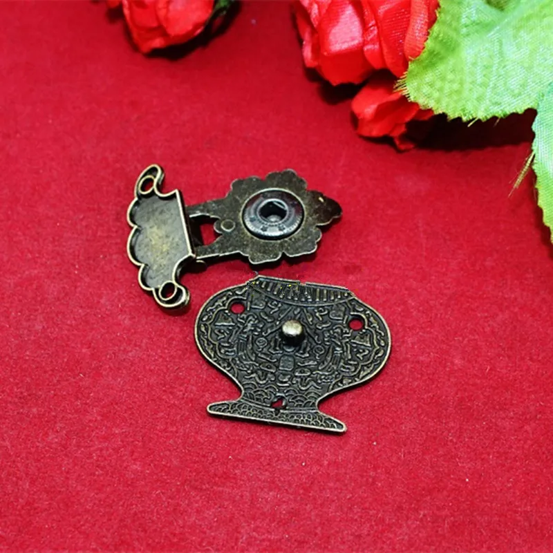 Wooden-Jewellery-Box-Vase-Buckle-Metal-Box-Hasp-Latch-Lock-Decorative-Hasp-Antique-Vintage-Bronze-Pattern