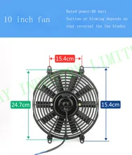 10 polegada universal auto ac ventilador ventilador elétrico 24 v 80 watt pull Inalação com 10 lâminas retas