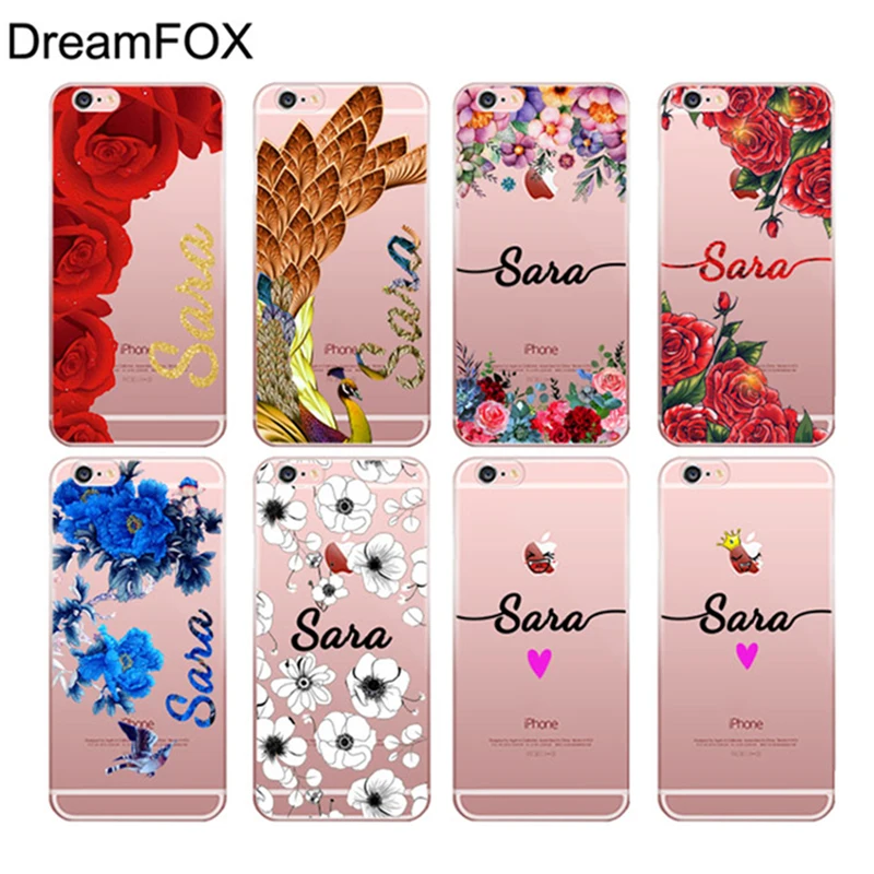 DIY اسم مخصص تصميم طباعة حالة غطاء ل فون XS XR ماكس 5 5 s SE 6 6 s 7 8 زائد X زهرة مخصصة لينة سيليكون TPU