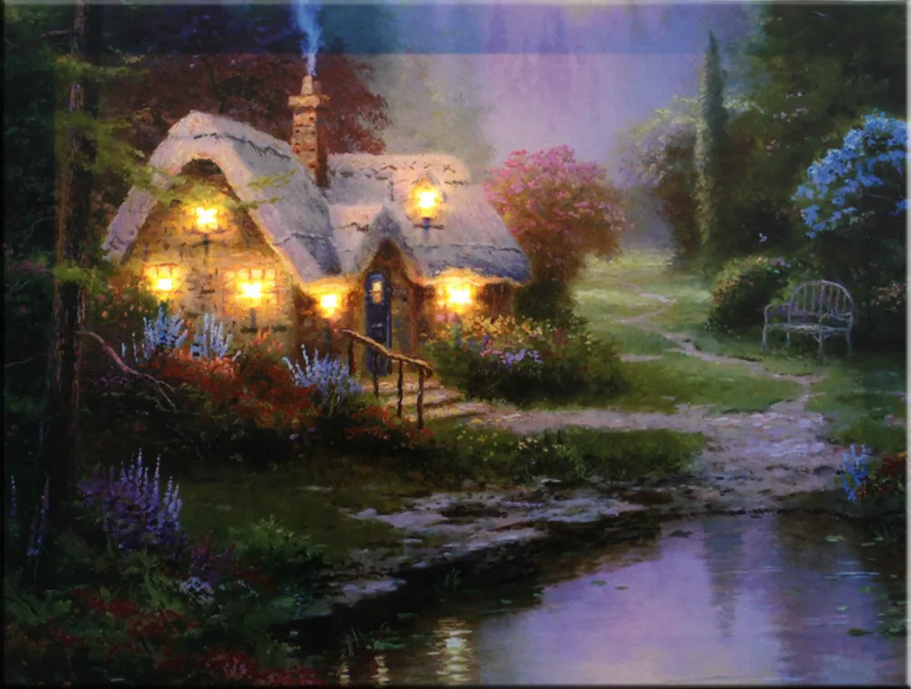 LED Landscape Light Canvas Painting Print Home Christmas Wall Art Picture US