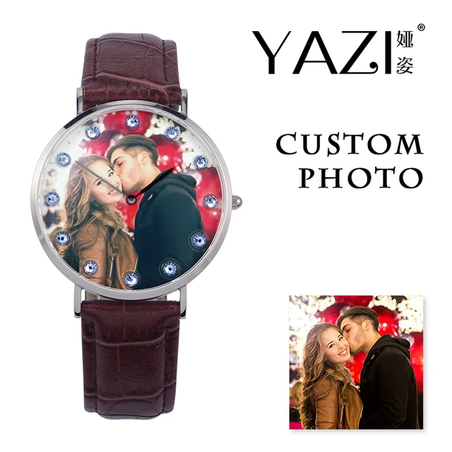 YAZI Brand Your Own Photo Watch Picture Print in Dial Unique Watch Birthstone Sc YAZI Brand Your Own Photo Watch Picture Print in Dial Unique Watch Birthstone Sc