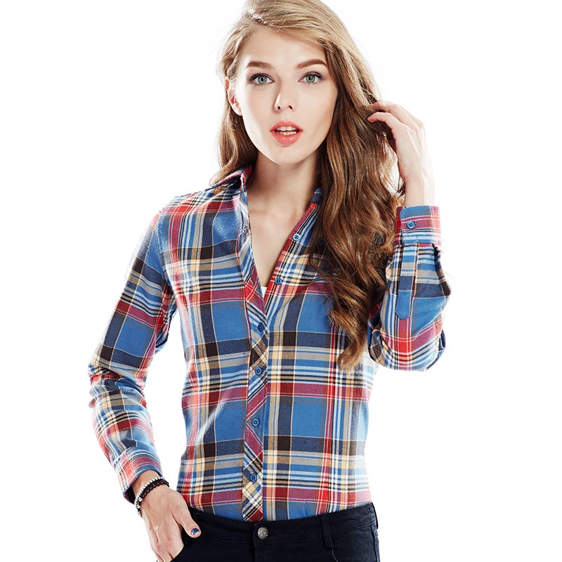 Fitted checked shirt womens Clearance