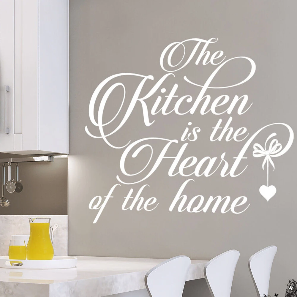 The Kitchen Is The Heart Of The Home Quote Wall Decal Dinning Room Kitchen Family Canteen Cooker Quote Wall Sticker Vinyl Decor (2)