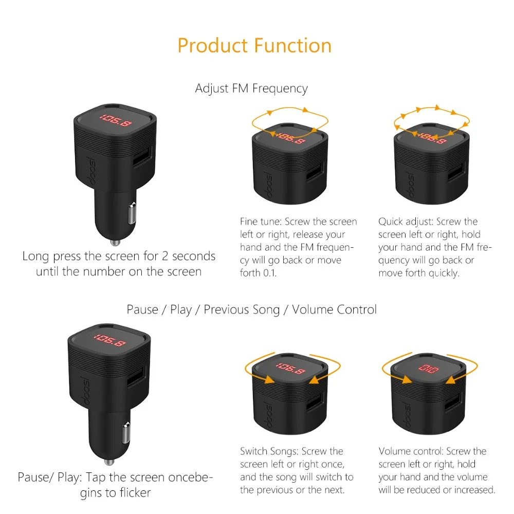 Doosl автомобильный Bluetooth адаптер Премиум качество звука Bluetooth fm-передатчик для автомобиля с USB Автомобильное зарядное устройство для iPhone