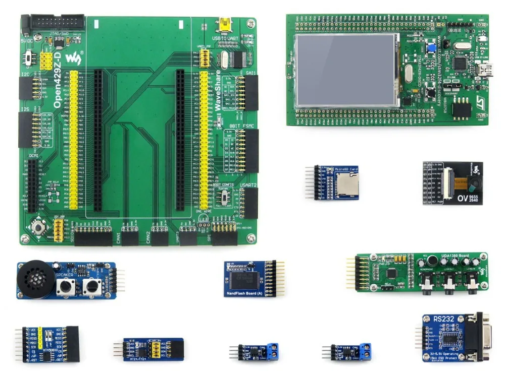 Open429z-d Вышивка Крестом Пакет = STM 32, ST оригинальный 32f429idiscovery/stm32f429i-disc1, stm32f429zit6, ARM Cortex M4 + open429z-d доска + 12 модуль