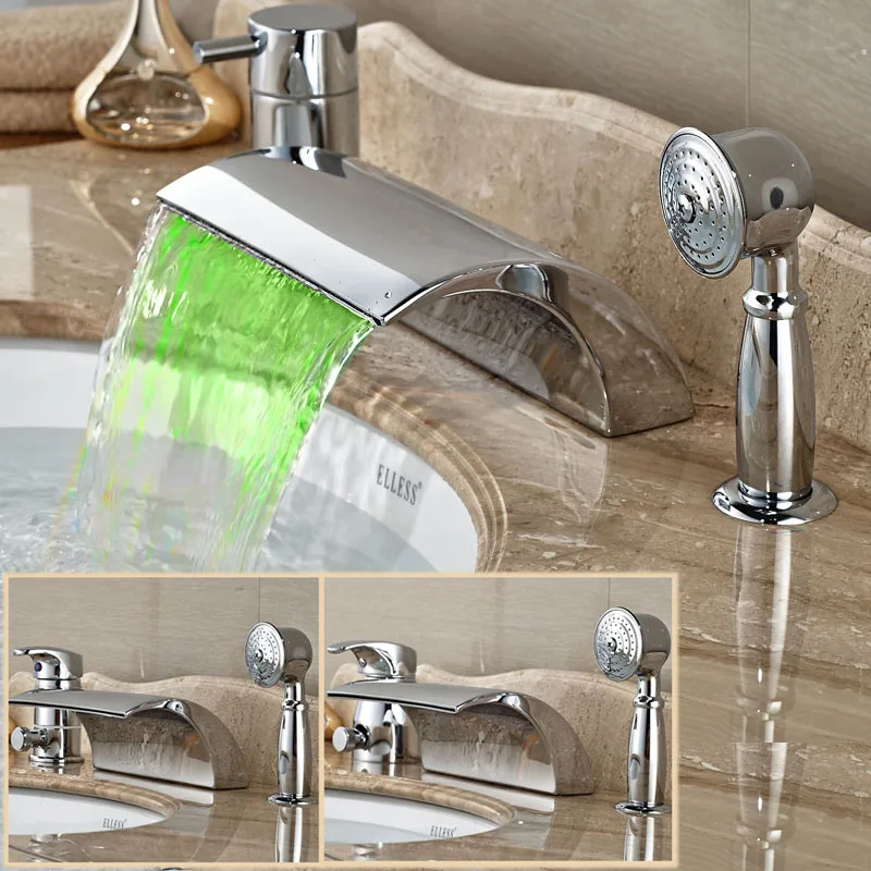 Buy Luxury 3pcs Deck Mount Waterfal Bath Tub Mixers