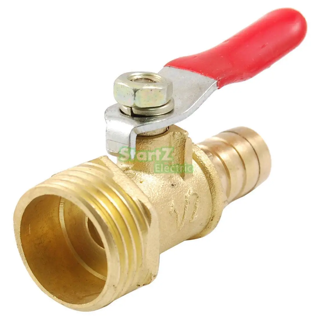 1/2" PT Male Thread to 10mm Hose Barb Plastic Lever Handle Brass Ball