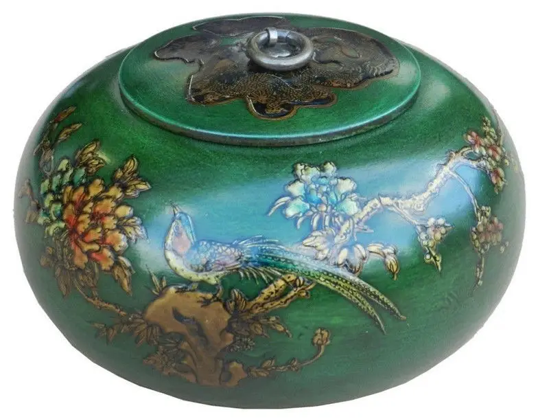 

Chinese Wood Storage Decoration Green Painted Box