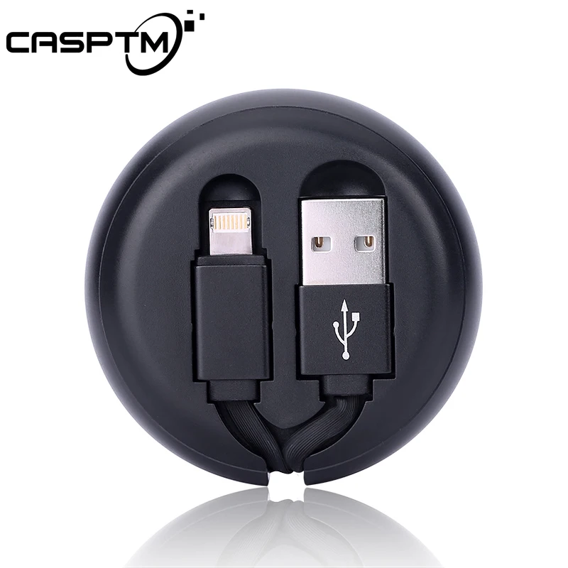

CASPTM Storage Box Micro USB Cable 2 In 1 IOS Android Microusb Double-sided Charging With Transmission Telescopic USB Data Cable