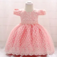 Розничная, летние платья для новорожденных девочек с цветочным поясом, праздничное платье для маленьких девочек на день рождения, 6-24 месяца, L1868XZ