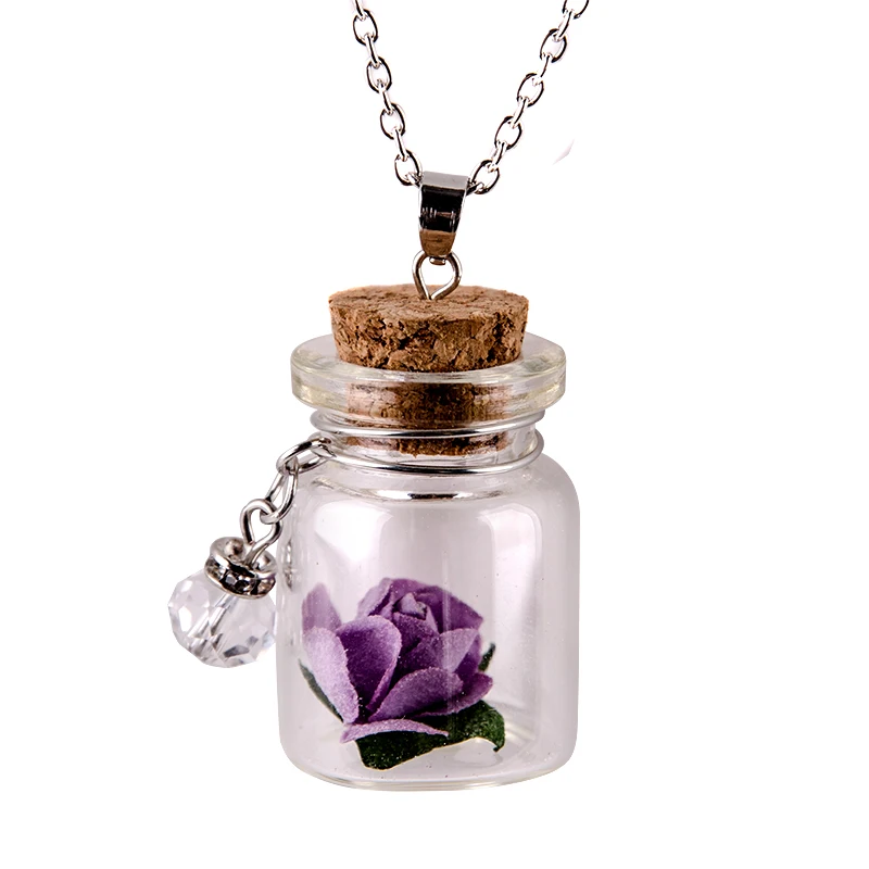 Necklace Trendy Round New Handmade Glass Bottle Necklace Boutique Glow Flower Pendant Jewelry For Women