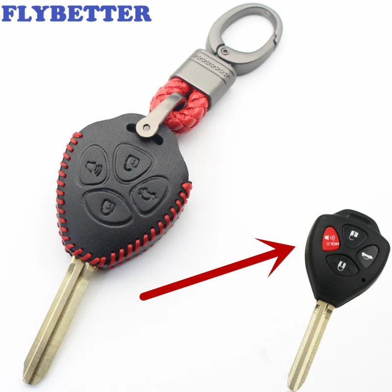 Брелок FLYBETTER из натуральной кожи с 4 кнопками чехол для дистанционного ключа Toyota