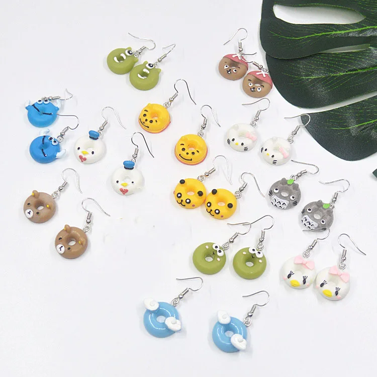 

New Fashion Cute Cartoon Animal Selling Cute Girl Circle Animal Simulation Cloud Fun Earrings Fit for Women Jewelry