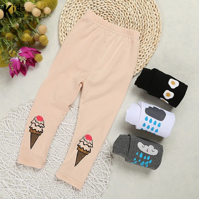 RK 117 Hot selling cotton knit baby girls pants leggings ice / cloud / poached egg baby's