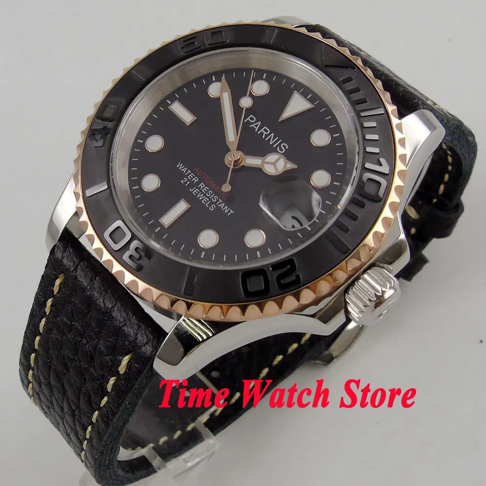 Buy 41mm Parnis black dial Sapphire glass date