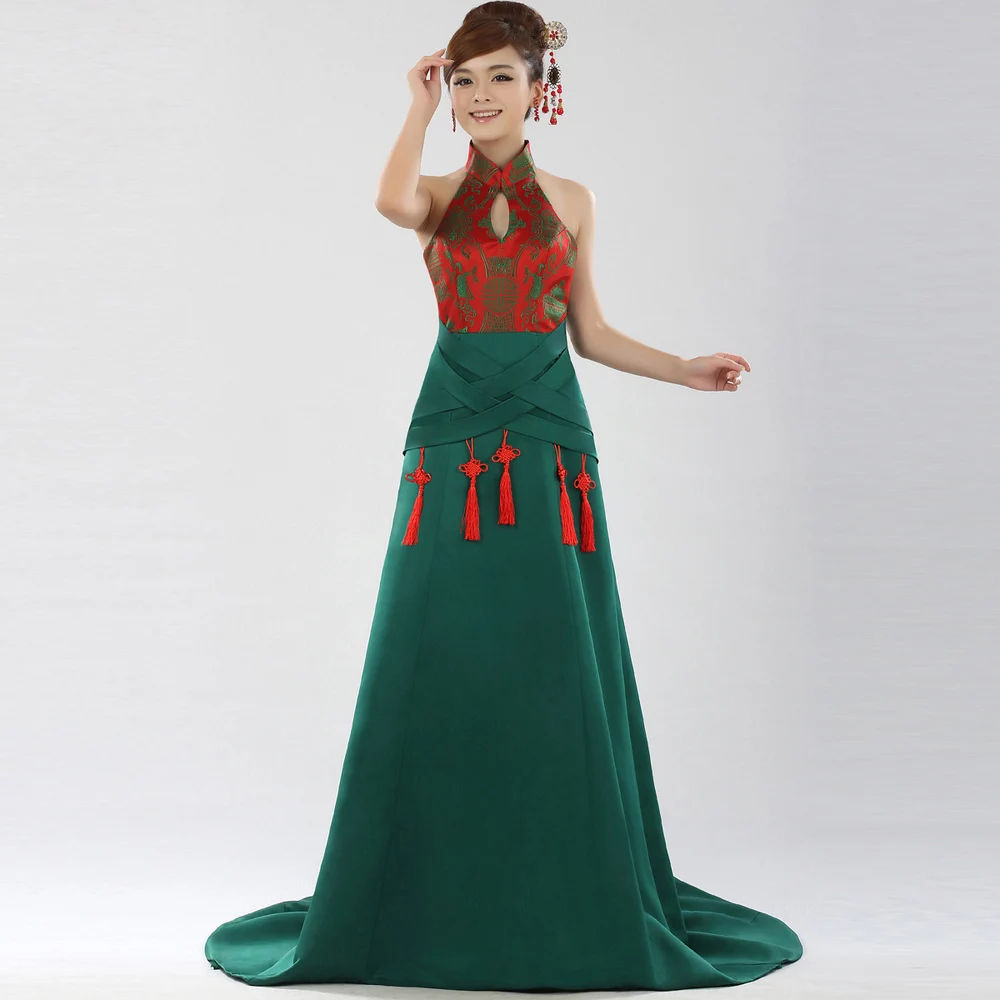 2013 cheongsam plus size maternity long design formal dress costume bride halter-neck train evening | Тематическая одежда и