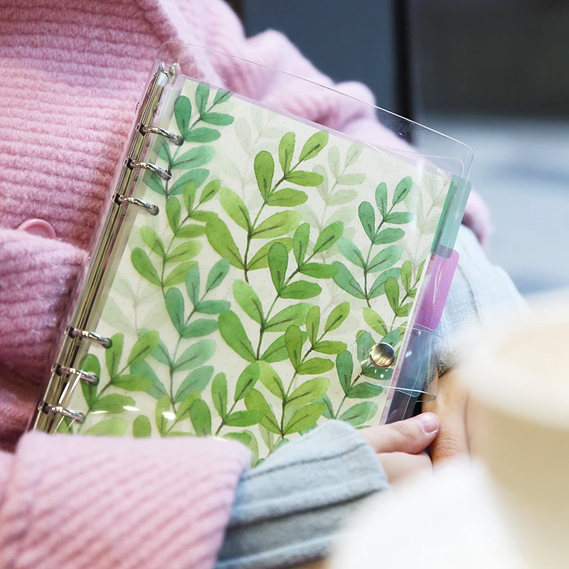 2018 notebook hand book small fresh loose leaf set PVC transparent