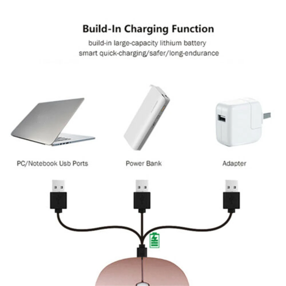 USB перезаряжаемая Беспроводная компьютерная игровая мышь для MacBook Air Mac Pro Xiaomi